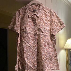 Liz Claiborne floral short-sleeve blouse L